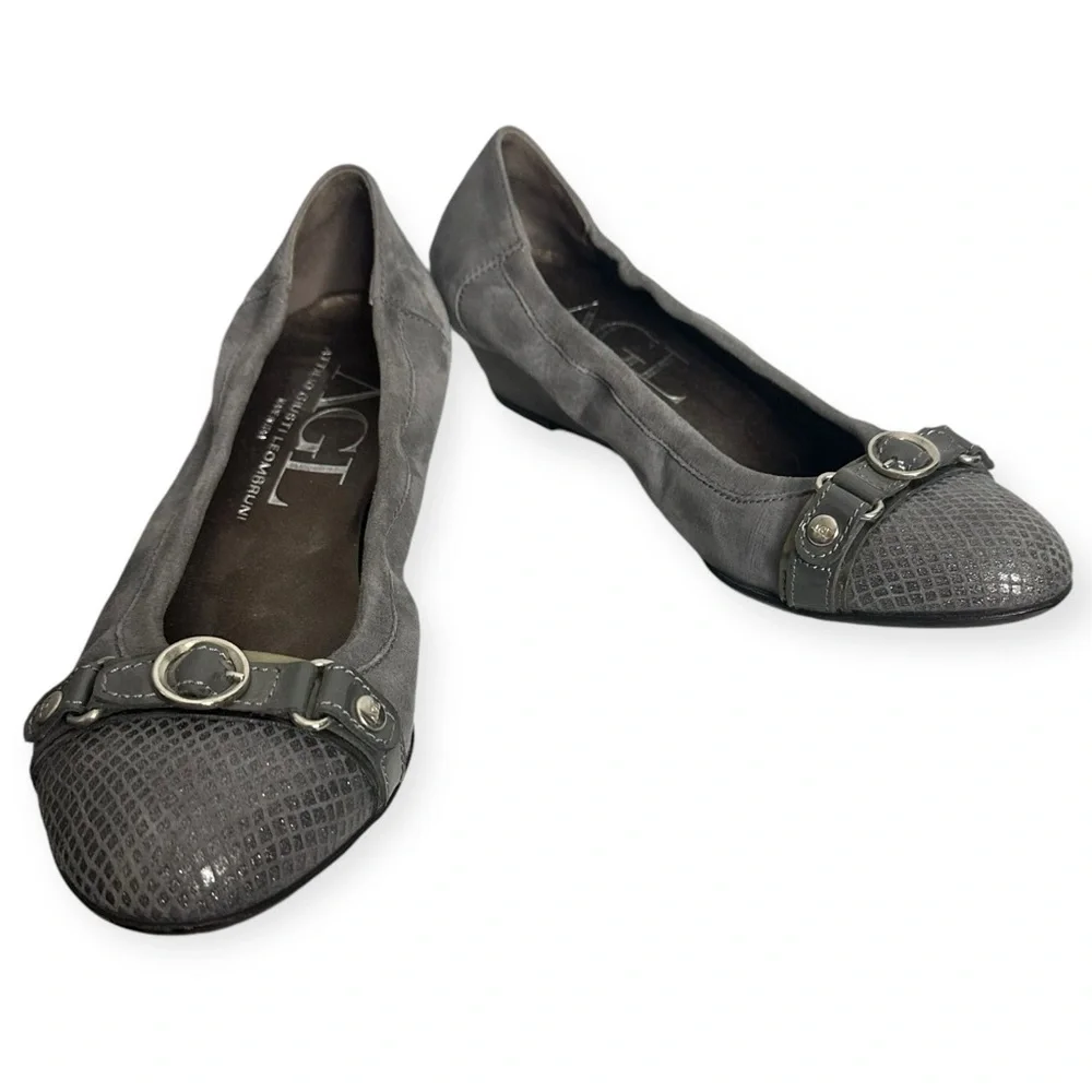 AGL Attilio Giusti Leombruni Slate Wedge Pump Size 38 US 8